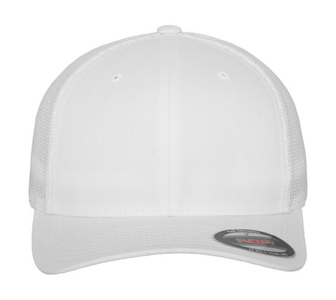 Flexfit Mesh Cotton Twill Trucker Cap, White, One Size bedrucken, Art.-Nr. 302680000