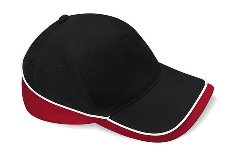 Beechfield Teamwear Competition Cap, Black/Classic Red/White, One Size bedrucken, Art.-Nr. 317691930