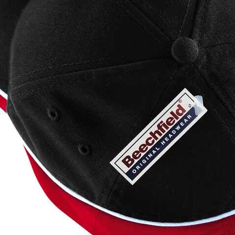 Beechfield Teamwear Competition Cap, Black/Classic Red/White, One Size bedrucken, Art.-Nr. 317691930