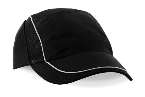 Beechfield Coolmax® Flow Mesh Cap, Black, One Size bedrucken, Art.-Nr. 318691010