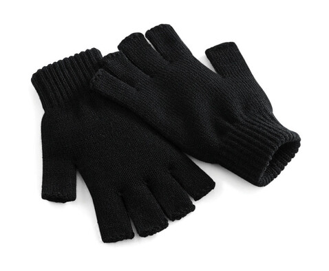 Beechfield Fingerless Gloves, Black, S/M bedrucken, Art.-Nr. 340691011