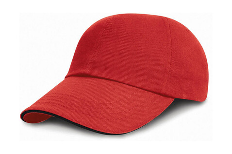 Result Caps Brushed Cotton Sandwich Cap, Red/Black, One Size bedrucken, Art.-Nr. 342344510