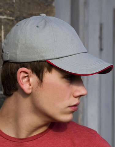 Result Caps Brushed Cotton Sandwich Cap, Black/Red, One Size bedrucken, Art.-Nr. 342341540