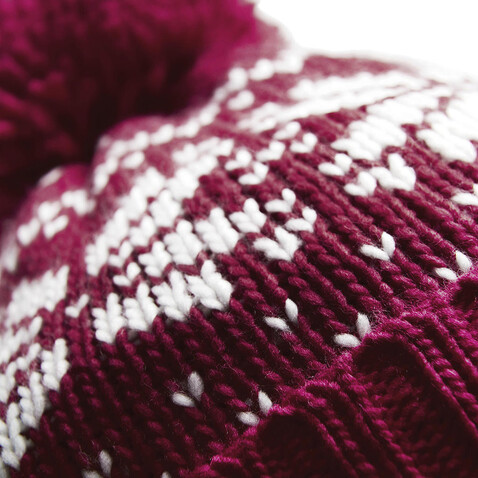 Beechfield Fair Isle Snowstar® Beanie, Burgundy/White, One Size bedrucken, Art.-Nr. 344694540