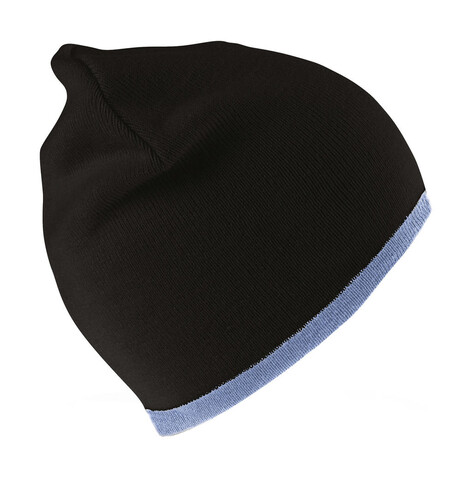 Result Caps Soft Feel Cuffless Reversible Beanie, Black/Sky, One Size bedrucken, Art.-Nr. 346341520