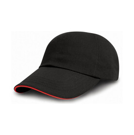 Result Caps Brushed Cotton Decorator Cap with Sandwich Peak, Black/Red, One Size bedrucken, Art.-Nr. 350341540 Result Caps Brushed Cotton Decorator Cap with Sandwich Peak, Black/Red, One Size bedrucken, Art.-Nr. 350341540