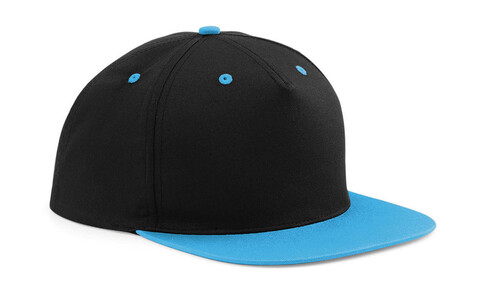 Beechfield 5 Panel Contrast Snapback, Black/Surf Blue, One Size bedrucken, Art.-Nr. 361691720