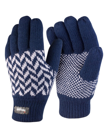 Result Pattern Thinsulate Glove, Navy/Grey, L/XL bedrucken, Art.-Nr. 365332712