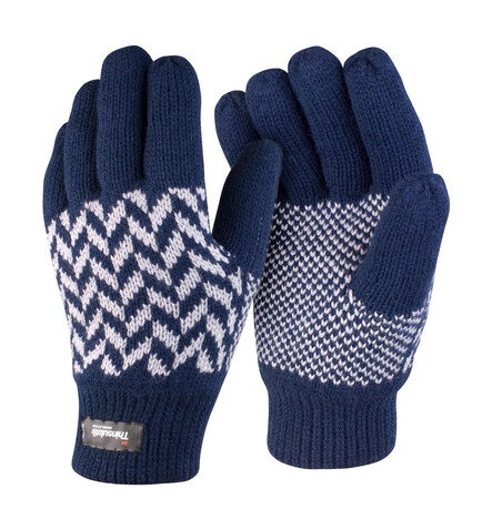 Result Pattern Thinsulate Glove, Navy/Grey, L/XL bedrucken, Art.-Nr. 365332712