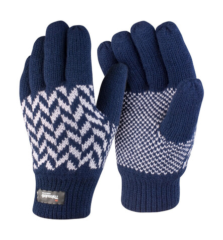 Result Pattern Thinsulate Glove, Navy/Grey, S/M bedrucken, Art.-Nr. 365332711