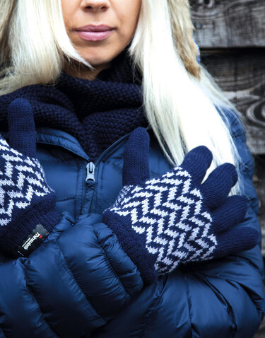 Result Pattern Thinsulate Glove, Navy/Grey, L/XL bedrucken, Art.-Nr. 365332712