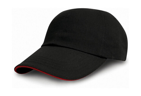 Result Caps Heavy Cotton Drill Cap, Black/Red, One Size bedrucken, Art.-Nr. 370341540