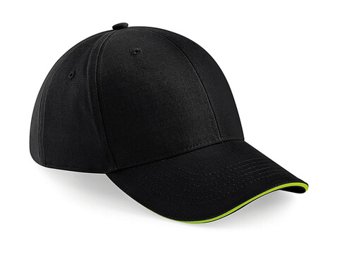 Beechfield Athleisure 6 Panel Cap, Black/Lime Green, One Size bedrucken, Art.-Nr. 371691570