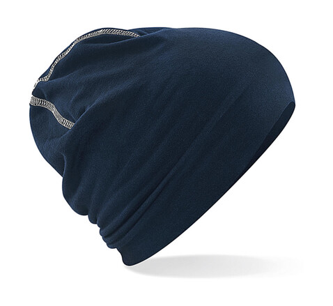 Beechfield Hemsedal Cotton Beanie, French Navy/White, One Size bedrucken, Art.-Nr. 384692500