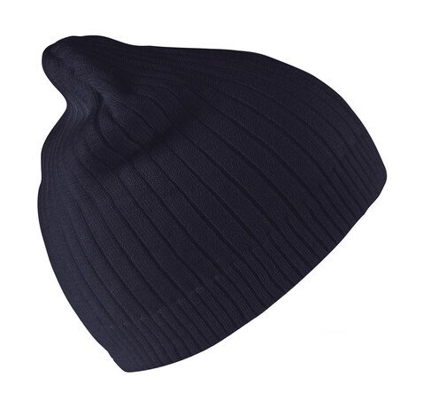 Result Caps Delux Double Knit Cotton Beanie Hat, Navy, One Size bedrucken, Art.-Nr. 388342000