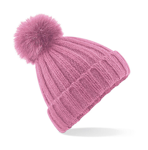 Beechfield Verbier Fur Pop Pom Chunky Beanie, Dusky Pink, One Size bedrucken, Art.-Nr. 388694270