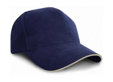 Result Caps Sandwich Brushed Cotton Cap, Navy/Natural, One Size bedrucken, Art.-Nr. 390342600