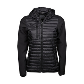 Tee Jays Ladies` Hooded Crossover Jacket, Black, S bedrucken, Art.-Nr. 424541013