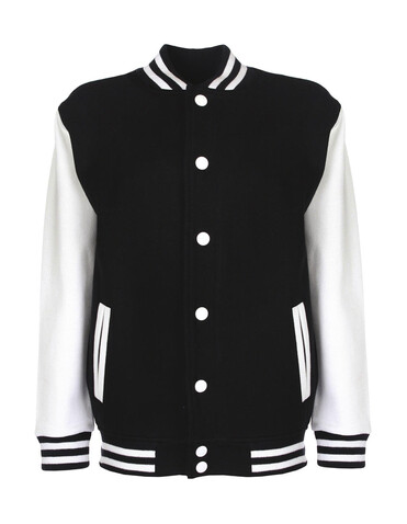 FDM Junior Varsity Jacket, Black/White, 3-4 (104) bedrucken, Art.-Nr. 488551503