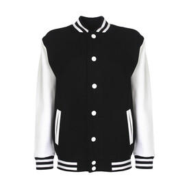 FDM Junior Varsity Jacket, Black/White, 3-4 (104) bedrucken, Art.-Nr. 488551503