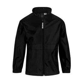 B &amp;amp; C Sirocco/kids Windbreaker, Black, 3/4 (98/104) bedrucken, Art.-Nr. 498421013