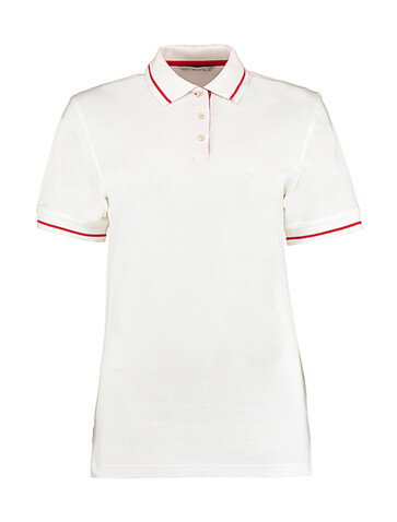 Kustom Kit Women`s St. Mellion Polo, White/Red, M bedrucken, Art.-Nr. 503110573