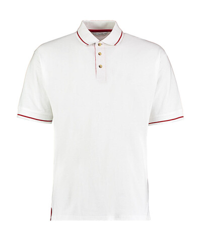 Kustom Kit Men`s Classic Fit St. Mellion Polo, White/Bright Red, 2XL bedrucken, Art.-Nr. 504110547