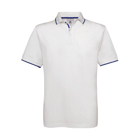 B &amp;amp; C Safran Sport Tipped Polo, White/Royal, L bedrucken, Art.-Nr. 540420755