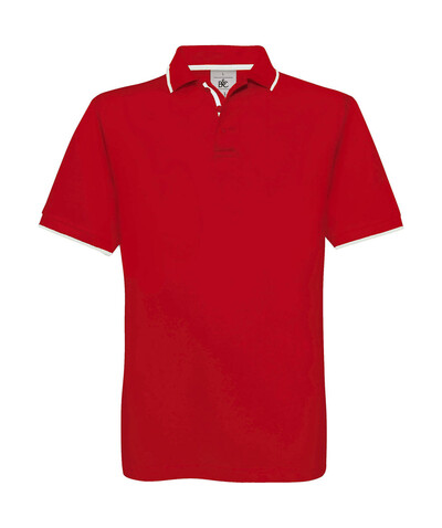 B &amp; C Safran Sport Tipped Polo, Red/White, S bedrucken, Art.-Nr. 540424503