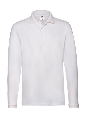 Fruit of the Loom Premium Long Sleeve Polo, White, L bedrucken, Art.-Nr. 542010005