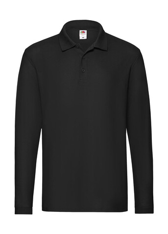 Fruit of the Loom Premium Long Sleeve Polo, Black, L bedrucken, Art.-Nr. 542011015