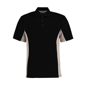 Kustom Kit Classic Fit Track Polo, Black/Grey/White, S bedrucken, Art.-Nr. 547111833