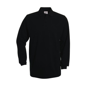 B &amp;amp; C Heavymill LSL Polo, Black, S bedrucken, Art.-Nr. 565421013