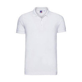 Russell Europe Men`s Fitted Stretch Polo, White, S bedrucken, Art.-Nr. 567000003