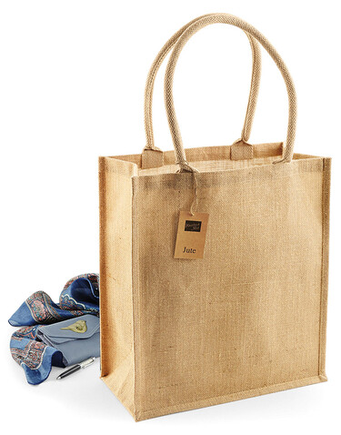 Westford Mill Jute Boutique Shopper, Natural, One Size bedrucken, Art.-Nr. 619280080