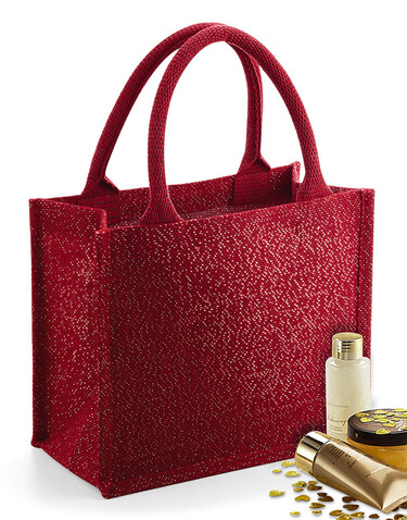 Westford Mill Shimmer Jute Mini Gift Bag, Natural/Gold, One Size bedrucken, Art.-Nr. 635280160