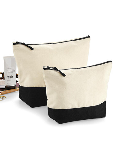 Westford Mill Dipped Base Canvas Accessory Bag, Natural/Black, M bedrucken, Art.-Nr. 653280564