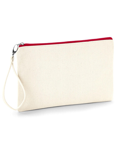Westford Mill Canvas Wristlet Pouch, Natural/Navy, One Size bedrucken, Art.-Nr. 667280600