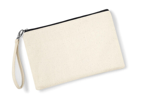 Westford Mill Canvas Wristlet Pouch, Natural/Black, One Size bedrucken, Art.-Nr. 667280560