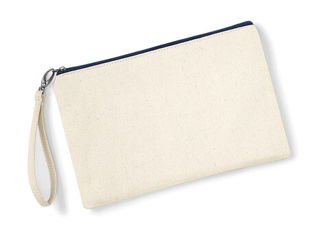 Westford Mill Canvas Wristlet Pouch, Natural/Navy, One Size bedrucken, Art.-Nr. 667280600