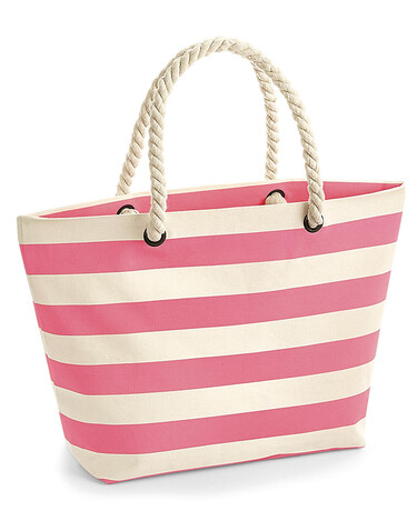 Westford Mill Nautical Beach Bag, Natural/Navy, One Size bedrucken, Art.-Nr. 668280600