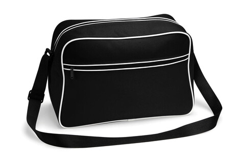 Bag Base Retro Shoulder Bag, Black/White, One Size bedrucken, Art.-Nr. 684291010