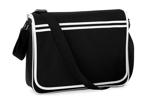 Bag Base Retro Messenger, Black/White, One Size bedrucken, Art.-Nr. 687291500