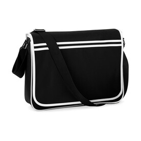 Bag Base Retro Messenger, Black/White, One Size bedrucken, Art.-Nr. 687291500