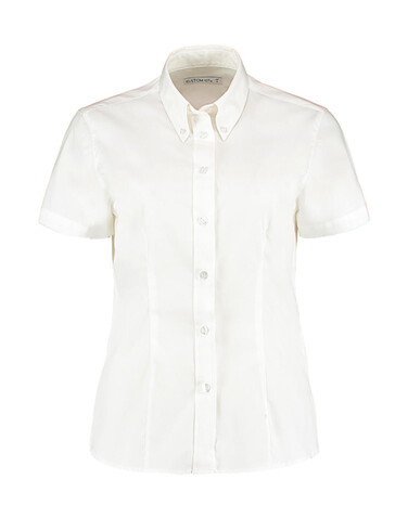 Kustom Kit Women`s Tailored Fit Premium Oxford Shirt SSL, White, M bedrucken, Art.-Nr. 701110003