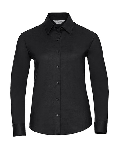Russell Europe Ladies` Classic Oxford Shirt LS, Black, S (36) bedrucken, Art.-Nr. 702001013