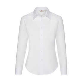 Fruit of the Loom Ladies` Oxford Shirt LS, White, XS bedrucken, Art.-Nr. 702010002