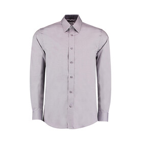 Kustom Kit Tailored Fit Premium Contrast Oxford Shirt, Silver Grey/Charcoal, S bedrucken, Art.-Nr. 707117533