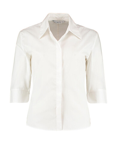 Kustom Kit Women`s Tailored Fit Continental Blouse 3/4 Sleeve, White, M bedrucken, Art.-Nr. 715110003