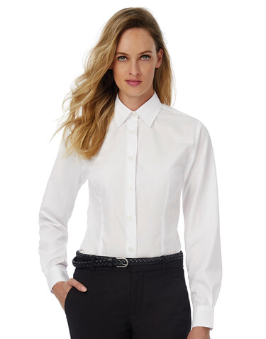 B &amp; C Smart LSL/women Poplin Shirt, Black, 2XL bedrucken, Art.-Nr. 716421017